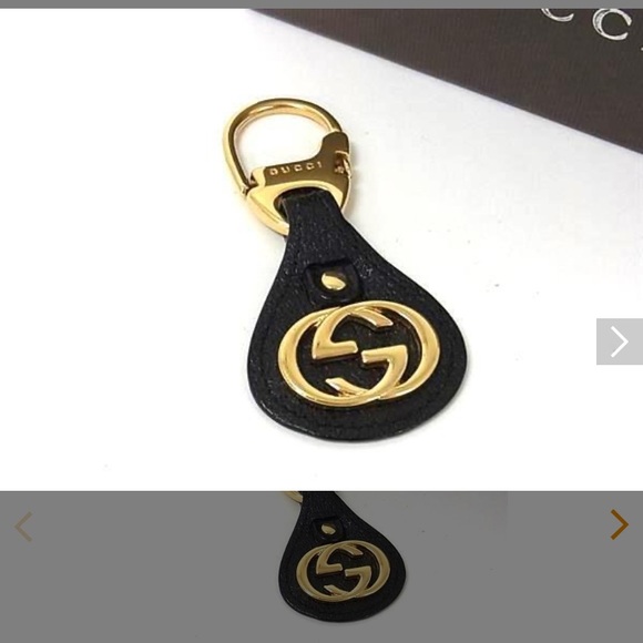 Gucci Gold and Black Logo Key Holder